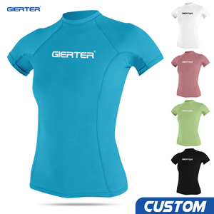 Chemises <span class=keywords><strong>de</strong></span> compression unisexes à séchage rapide pour la protection solaire, manches courtes, personnalisées pour le surf, la natation, le paddle board, la plage, les sports nautiques, rash guard - Product Image 1