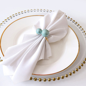 Nuovo arrivo <span class=keywords><strong>Tiffany</strong></span> blu a forma di U portatovaglioli con perla e conchiglia In magazzino - Product Image 2