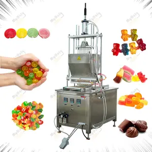 Deposit Servo Batch Kecil Pelangi Bentuk Bulat Spiral Datar Lollipop Bentuk Mesin Produksi Vitamin untuk Gummy