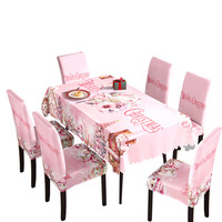 Nouvelle arrivée, nappe et housses de chaise imperméables à fleurs rose romantique, motif bonhomme de neige, pour la décoration de Noël, directement de l'usine