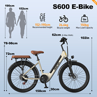 Vélo Électrique Urbain Aairsk S600 pour Femme, Disponible en Entrepôt UE, avec Siège Arrière, Batterie Discrète Longue Durée et Moteur Brushless