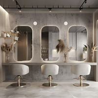 Nouveau Grand Style Doré Usine Directe En Aluminium Avec Lumières LED Beauté Maquillage Coiffure Salon De Coiffure Barber Miroir