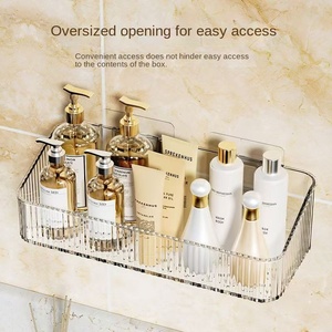 Étagère de rangement en plastique <span class=keywords><strong>pour</strong></span> salle de bain, <span class=keywords><strong>pour</strong></span> trou de <span class=keywords><strong>toilette</strong></span>, murale, étagère à cosmétiques avec installation sans perçage (24x9.5x7CM) - Product Image 2