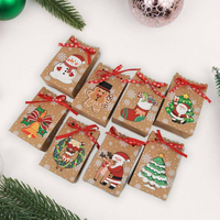 Sac en papier kraft de Noël avec nœud en ruban et imprimé Père Noël et rennes pour les acheteurs en gros des magasins de détail