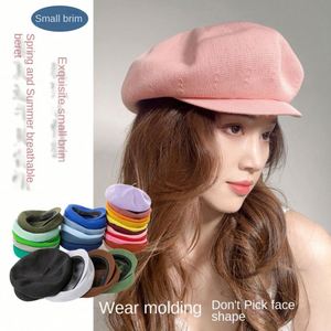 Wholesale Spring Summer New Arrival Outdoor Breathable Knitted <b>Sun</b> <b>Hat</b> Women <b>Men</b> Newsboy Cap Polyester Beret <b>Hats</b> - Product Image 5