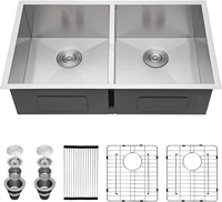 Évier de cuisine Factory Trend PVD Nano, double bac, encastré, en acier inoxydable SUS304 de calibre 16, compatible avec les plans de travail de type Farmhouse