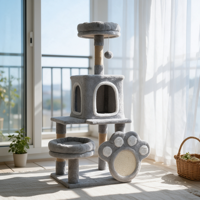 Arbre à chat moderne en peluche douce pour chats d'intérieur, tour d'escalade multi-niveaux, condo privé, lits de repos, jouet interactif suspendu, carton