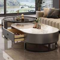 Modernes Langlebiges Umweltfreundliches Couchtisch-Set mit Gehärteter Glasplatte 2-teilig Luxuriöser Silber-Gold Edelstahl Leicht zu Reinigen Wohnzimmer