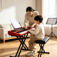 Clavier électronique HUASHENG 61 touches avec éclairage LED, 600 timbres, pour l'enseignement et la pratique à domicile