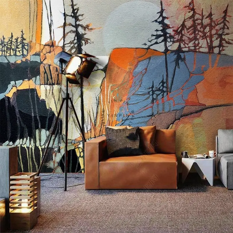 Papel tapiz de fondo de arte Villa pintura abstracta dibujada a mano de estilo europeo