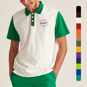 Verano nueva llegada bordado personalizado 100 algodón transpirable tres botones abajo Polo hombres suelta ajuste Color bloque camisa - Product Image 1