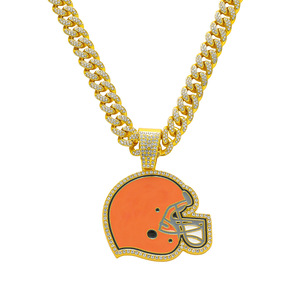 Collier Hip Hop Cleve Browns Team en alliage, chaîne cubaine avec diamants - Product Image 4