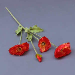 QSLHC806 Bán Buôn Silk <span class=keywords><strong>Poppy</strong></span> 4 Người Đứng Đầu Nhân Tạo Hoa Thân Dài - Product Image 4