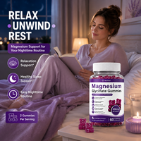 Gummy Magnesium Glycinate 300mg 60 Buah Rasa Campuran Berry, Label Pribadi OEM Grosir, Mendukung Relaksasi Otot dan Tidur Nyenyak