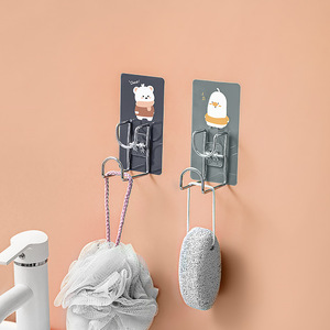 Ganchos adhesivos de acero inoxidable Apricot Rain, 2 ganchos, diseño moderno para baño, cocina, fácil instalación - Product Image 1