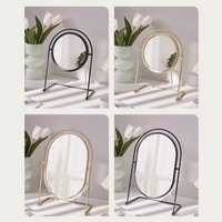 Miroir de table portable HD rotatif FIORTIA, forme ovale ronde, or, moderne, luxe, miroir de maquillage de bureau