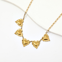 Collier pendentif cœur en acier inoxydable, breloque plate, chaîne fine, fermoir mousqueton, rallonge, diamant, plaqué or 14 carats, moderne et urbain