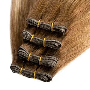 Genius Weft Human Hair Extension Russian Hair 12A Double Drawn Genius Weft Virgin Hair