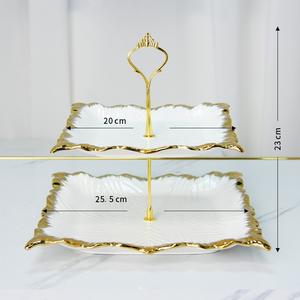 Restaurante moderno Plato de postre de lujo Platos de soporte de pastel de cerámica de boda de 3 niveles - Product Image 3