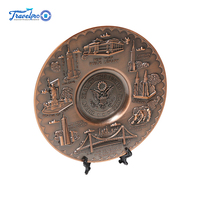 Plaque souvenir en métal bronze gaufré 3D personnalisée Plateau décoratif avec logo du pays Technique de coulée en alliage de zinc