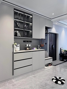 Armoire d'entrée personnalisée sans poignée à ouverture par pression, système de rangement minimaliste pour véranda de maison neuve moderne - Product Image 3