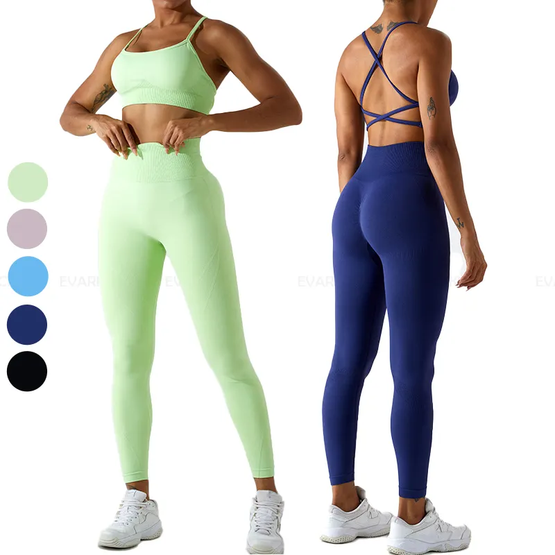 Nouvelle mode vêtements de sport tendance fabricants de vêtements de sport Fitness entraînement deux pièces Yoga ensembles pour femmes 2023 vêtements de douane