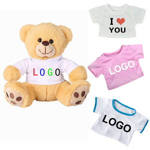 Orsetto di peluche rosa carino per bambine, personalizzabile con stampa LOGO, orsetto di peluche morbido con maglietta bianca - Product Image 3