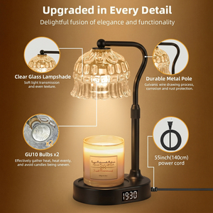 Lampe chauffe-bougie à intensité variable avec fonction de minuterie, base réglable en hauteur, diffuseur de cire sans flamme moderne pour intérieur - Product Image 5