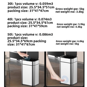<span class=keywords><strong>Poubelle</strong></span> à induction intelligente à 360° en acier inoxydable, grande capacité 30L/40L/50L, rechargeable, avec roues, pour bureau, chambre, intérieur - Product Image 5