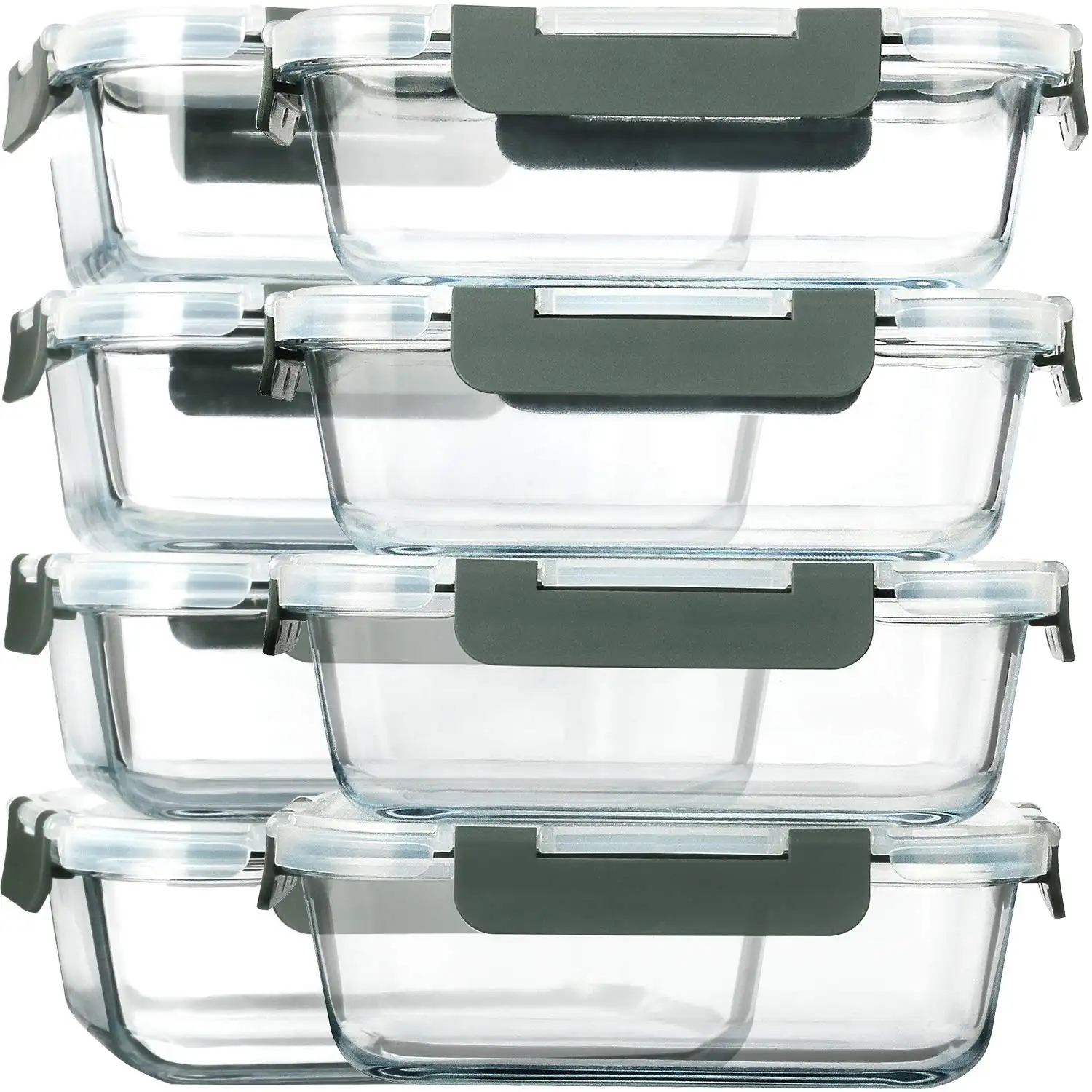 Großhandel High Boro silicate Glass Lebensmittel Vorrats behälter mit Deckel versiegelt Mahlzeit Zubereitung behälter Glas Lunchboxen für die Küche zu Hause