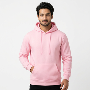 Sweat-shirt à capuche uni pour homme, en polaire, chaud, style streetwear décontracté, ample et respirant, de marque - Product Image 1