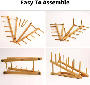 Estante de bambú para platos y tapas de ollas, organizador de encimera de <span class=keywords><strong>cocina</strong></span>, soporte de madera con 6 ranuras para secado y exhibición - Product Image 5