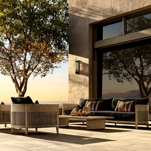 Ensemble de canapés d'extérieur en teck personnalisé, canapé de patio tressé en corde avec table basse, coussins imperméables, mobilier de salon de jardin et de terrasse - Product Image 1