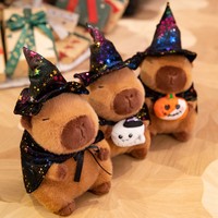 Peluche Capybara d'Halloween, jouet en peluche doux avec chapeau de sorcière et cape, cadeau anti-stress
