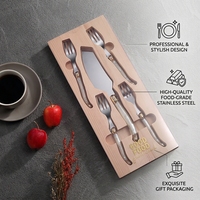 Lot de 5 fourchettes à gâteau Laguiole personnalisées avec logo, manche perlé, en acier inoxydable, coffret cadeau pour événements et fêtes