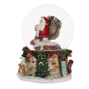 Globo de nieve de resina hecho a mano para decoración del hogar, muñeco de nieve de 6,25 pulgadas, personalizado, Papá Noel muñeco de nieve con perros y <span class=keywords><strong>en</strong></span> <span class=keywords><strong>la</strong></span> <span class=keywords><strong>chimenea</strong></span>, música, regalo - Product Image 3