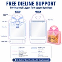 Sac en plastique imprimé de logo personnalisé Nouveau Bow Tote avec fermeture éclair en PET pour aliments pour bébés Biscuits au four Snacks Stockage Gravure Emballage