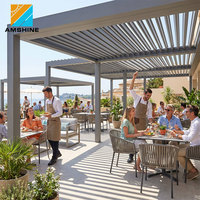 Pergola rétractable motorisée moderne en aluminium avec toit à lamelles imperméable, bioclimatique, pour terrasse extérieure, gazebo, auvent pour restaurant
