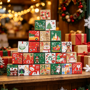 Calendrier de l'Avent de Noël en forme de dessin animé, 24 petites boîtes cadeaux en papier, DIY, sapin de Noël empilable, boîte surprise compte à rebours - Product Image 5