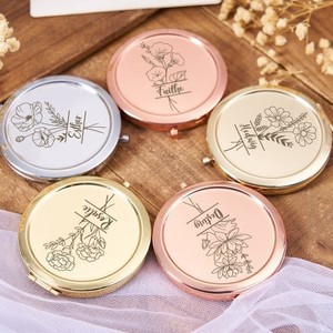 Miroir de maquillage personnalisé Mini miroir en métal Miroir portable pliant en or - Product Image 2