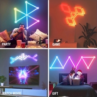 12 pièces LED Tuya Smart Life Smart Rgbic Lighting Creative Home Room Decoration Diy Splicing Atmosphere Night Light Wifi Wall Light