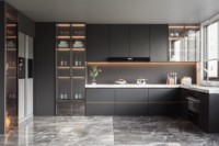 Armoires de cuisine en bois modernes, résistantes à l'eau, écologiques, personnalisation gratuite, fournisseur d'usine