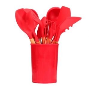 Ensemble d'ustensiles de cuisine en bois et silicone sans BPA, non toxiques, 11 pièces, avec logo personnalisé - Product Image 5
