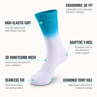 Chaussettes de course Gradient Crew pour jeunes, hommes et femmes, anti-humidité, semelle en tissu éponge amortie, tricot 3D, nylon/coton, athlétiques, fitness, extérieur