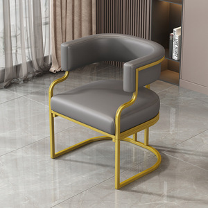 Silla de Comedor Moderna de Metal de Lujo con Tapicería de Cuero PU, Ecológica y Duradera para el Hogar, Oficina, Hotel, Salón de Uñas - Product Image 3