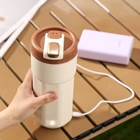 Kingze Mini Bouilloire Électrique Intelligente 500 ml en Acier Inoxydable Rechargeable, Portable USB pour Voyage, Chauffe-Eau pour Thé et Café