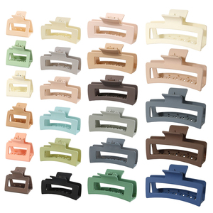 مشبك شعر أكريليك مستطيل الشكل بالجملة متعدد الألوان بسيط للنساء بلون واحد مجوف إكسسوارات شعر للأطفال - Product Image 1