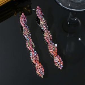 Pendientes Largos de Cristal con Pedrería Brillante para Mujer, Estilo Europeo Americano, Diseño Exagerado de Espiral, Chapados en Oro, a la Moda - Product Image 4