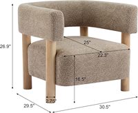 Fauteuil d'appoint moderne inclinable Home Carly avec dossier bas, structure en bois et coussin en tissu bouclé – Confort optimal pour salon et chambre