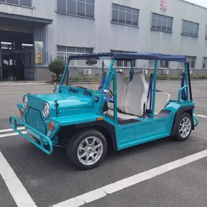 New Design New Energy 40km/h 4 Passengers Mini Classic Blue Colour 100% Electric Vehicle-E Moke For Sale